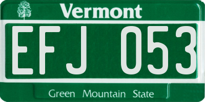 VT license plate EFJ053