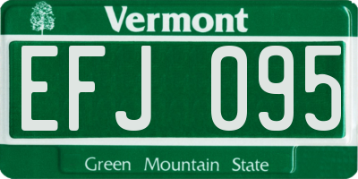 VT license plate EFJ095