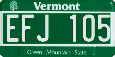 VT license plate EFJ105