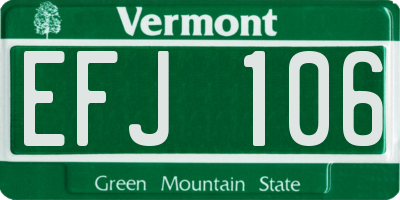 VT license plate EFJ106