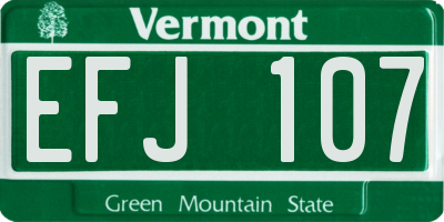 VT license plate EFJ107