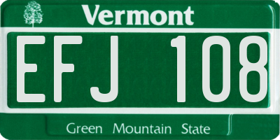 VT license plate EFJ108