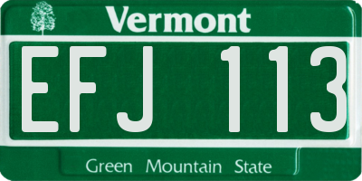 VT license plate EFJ113