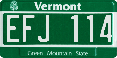 VT license plate EFJ114