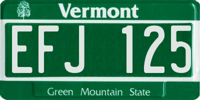 VT license plate EFJ125