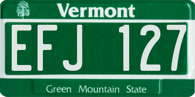 VT license plate EFJ127