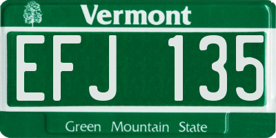 VT license plate EFJ135
