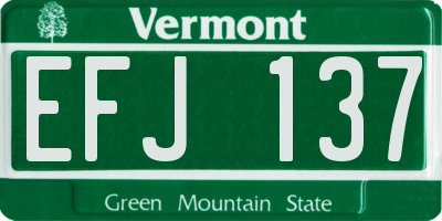 VT license plate EFJ137