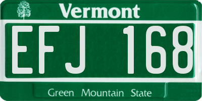VT license plate EFJ168