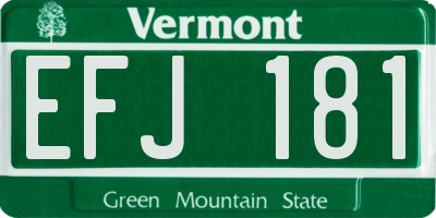 VT license plate EFJ181