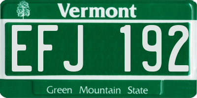 VT license plate EFJ192