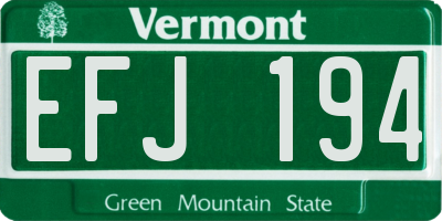 VT license plate EFJ194