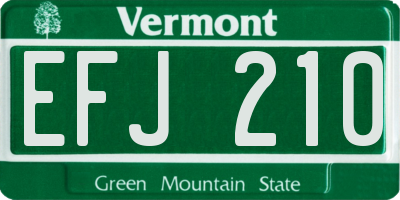 VT license plate EFJ210