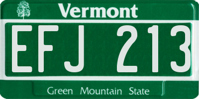 VT license plate EFJ213