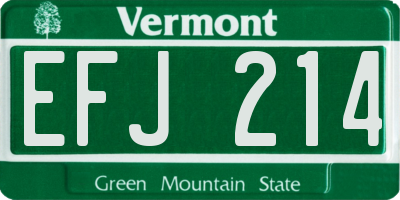 VT license plate EFJ214