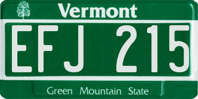 VT license plate EFJ215