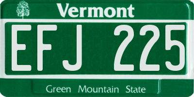 VT license plate EFJ225