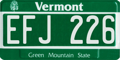 VT license plate EFJ226