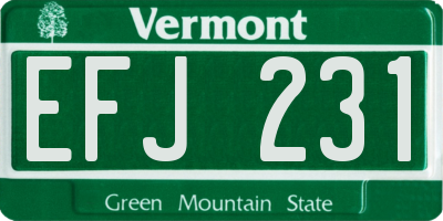 VT license plate EFJ231