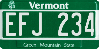 VT license plate EFJ234