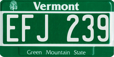 VT license plate EFJ239