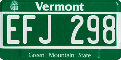 VT license plate EFJ298