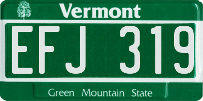 VT license plate EFJ319