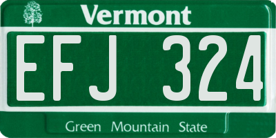 VT license plate EFJ324