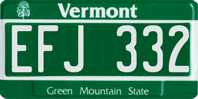VT license plate EFJ332