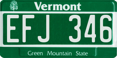 VT license plate EFJ346
