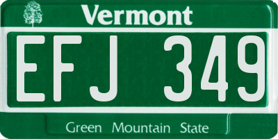 VT license plate EFJ349