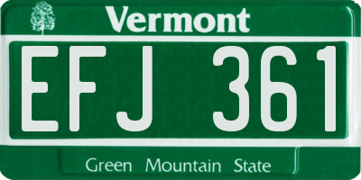 VT license plate EFJ361