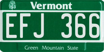VT license plate EFJ366