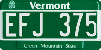 VT license plate EFJ375