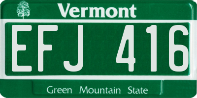 VT license plate EFJ416