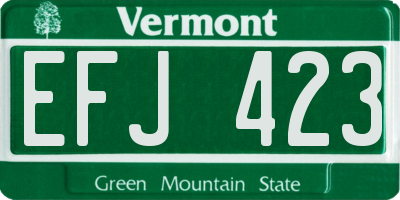 VT license plate EFJ423
