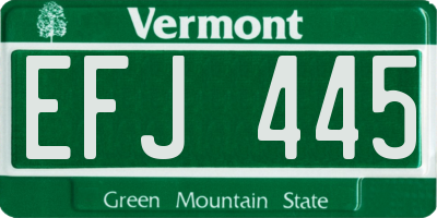VT license plate EFJ445