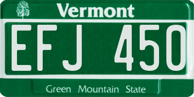 VT license plate EFJ450