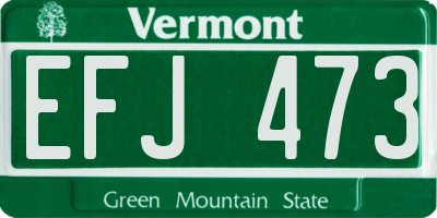 VT license plate EFJ473