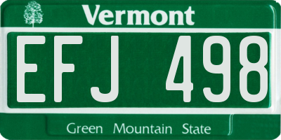 VT license plate EFJ498