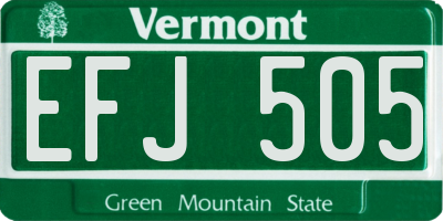 VT license plate EFJ505