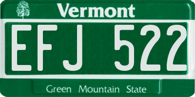 VT license plate EFJ522