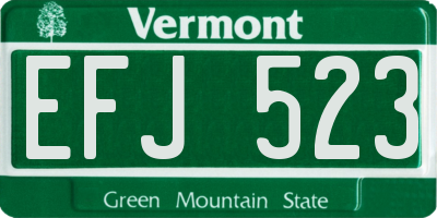 VT license plate EFJ523
