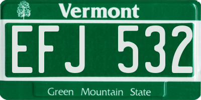 VT license plate EFJ532