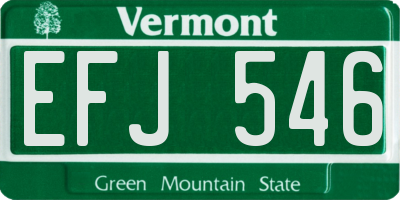 VT license plate EFJ546