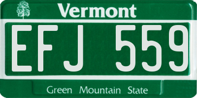 VT license plate EFJ559