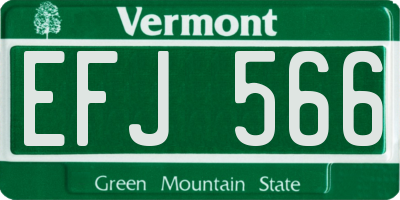 VT license plate EFJ566