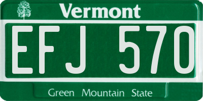 VT license plate EFJ570