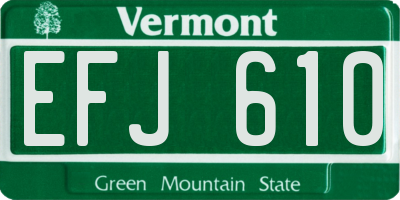 VT license plate EFJ610