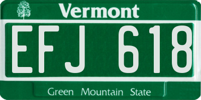 VT license plate EFJ618